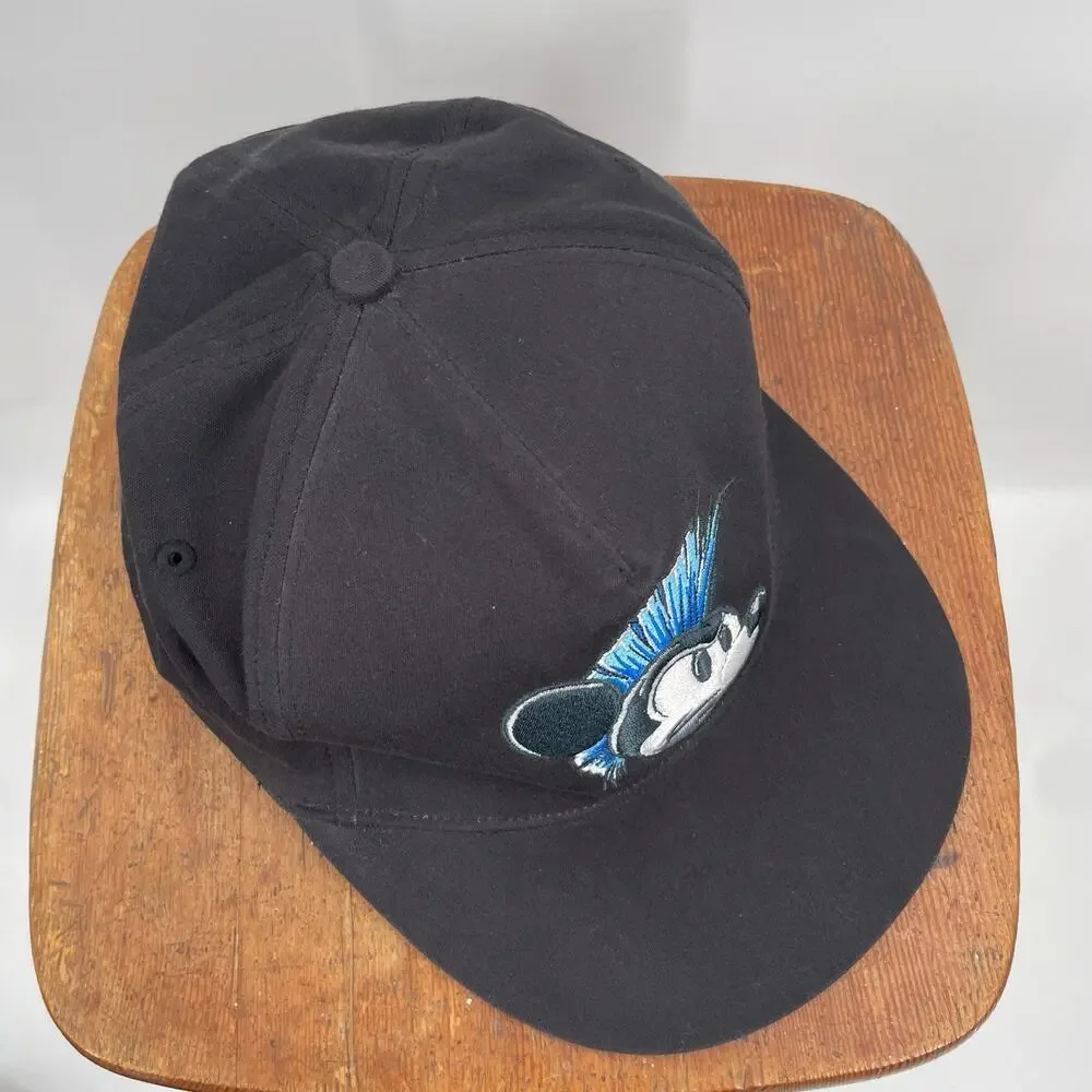 Disney Mickey Mouse Black Blue Mohawk Punk Baseball Hat Edgy Cap Teen Youth Size